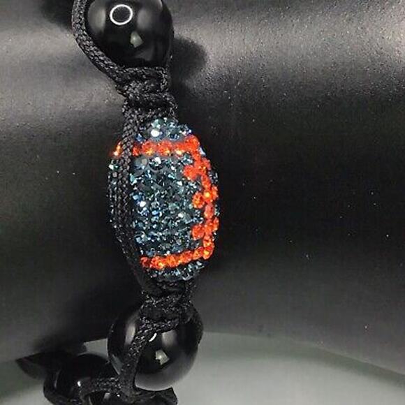 Auburn University Beaded Bracelet Black Orange Blue Adjustable Rhinestone - Picture 11 of 12